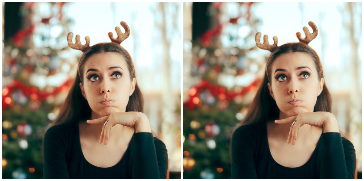 banish holiday stress sad woman at Christmas