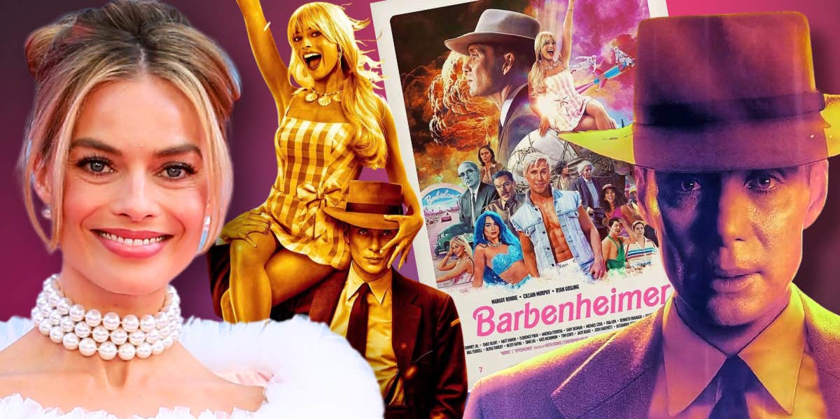 Margot Robbie in Barbie, Cillian Murphy in Oppenheimer, and memes from the Barbenheimer phenomenon