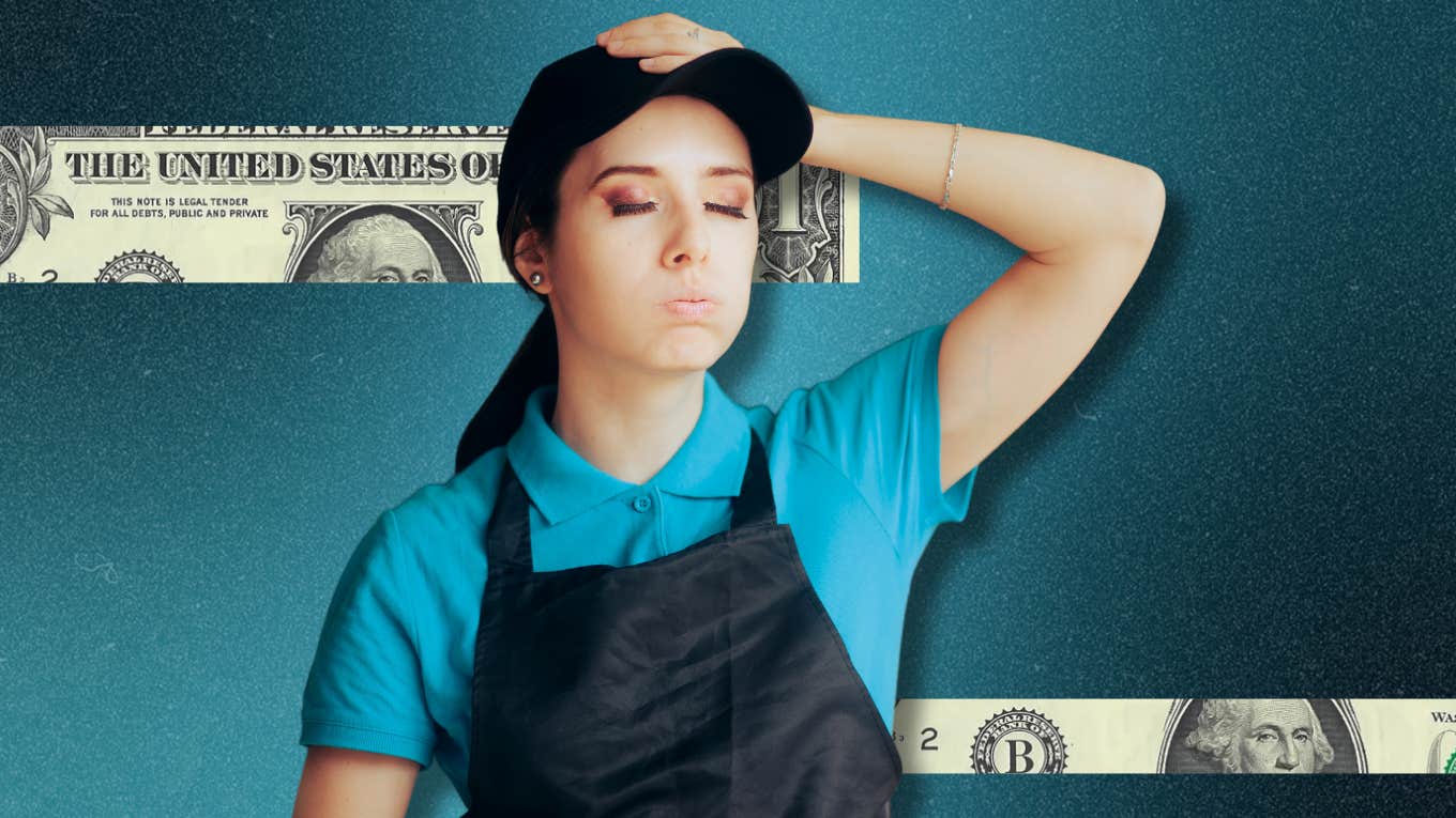 Bartender Posts Photo Of $9 Paycheck For 70 Hours Of Work To Explain The Importance Of Tipping frustrated restaurant employee