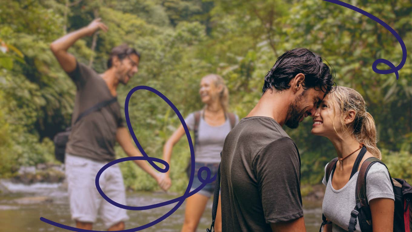 couple having an adventure in the jungle and reconnecting