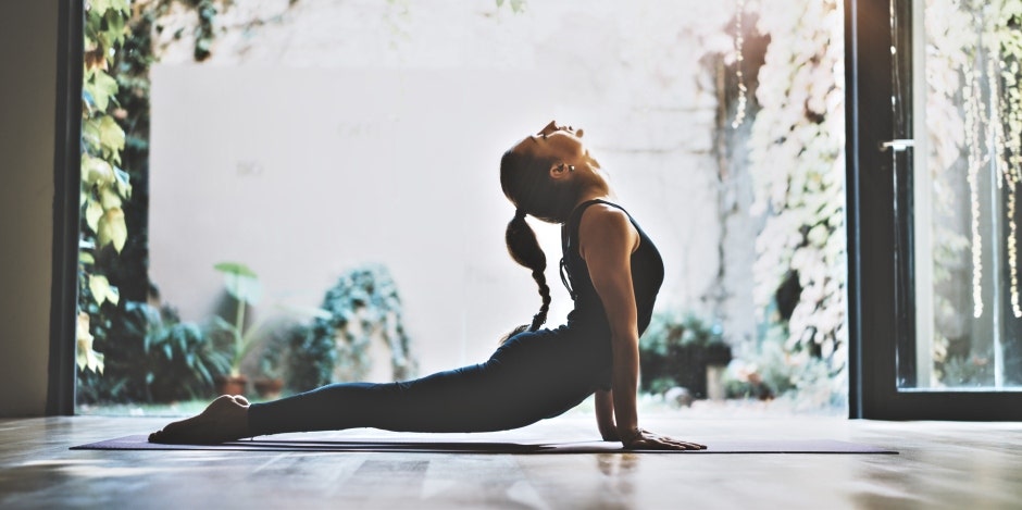 woman doing stretches before bed