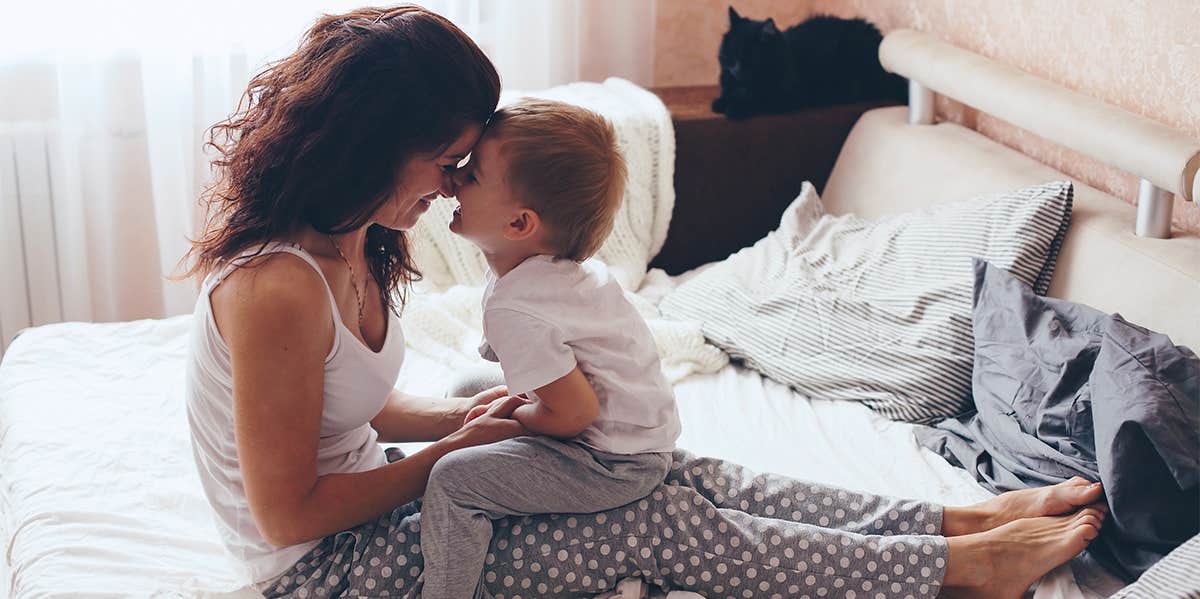 mom with son at home