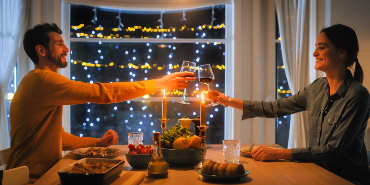 couple having relaxing date night at home