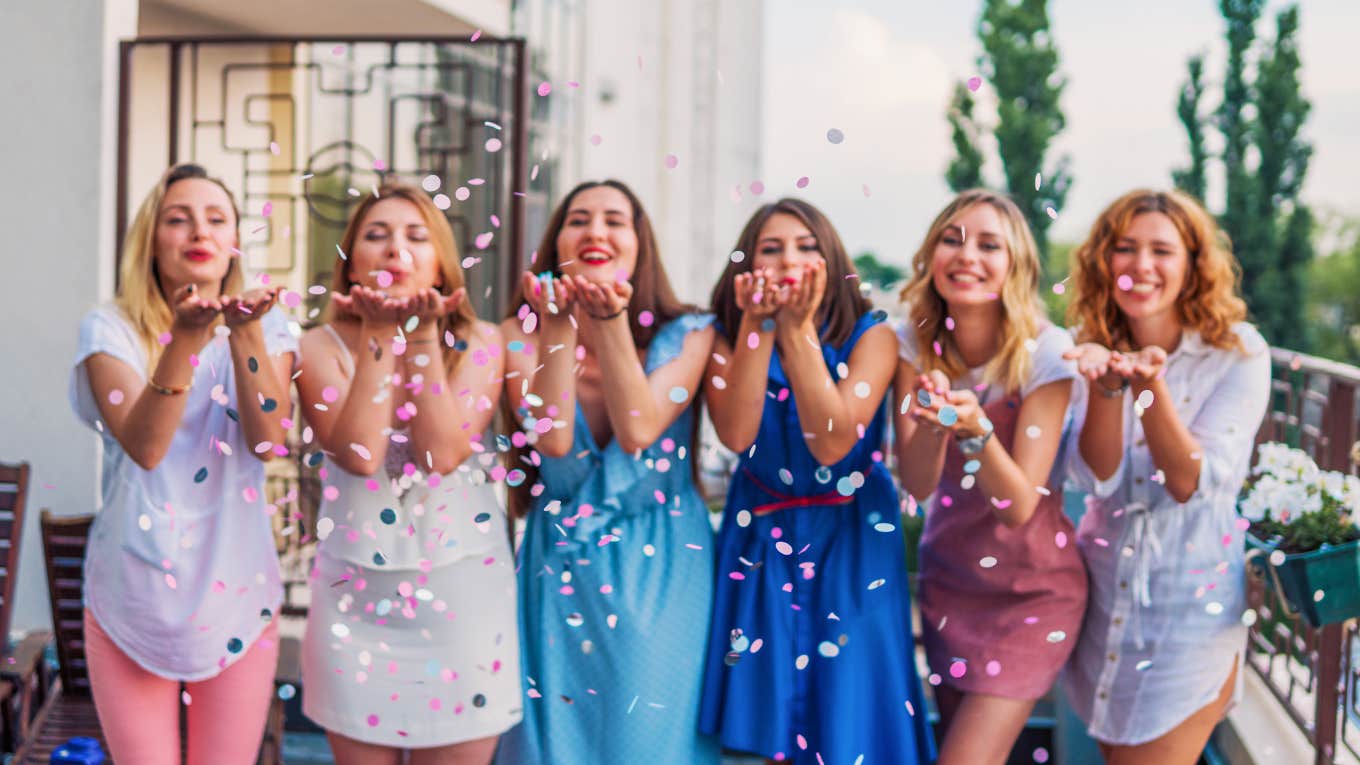 friends blowing bubbles