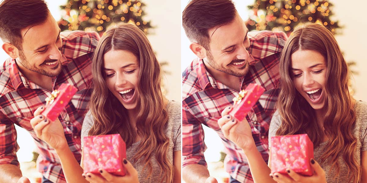 woman receiving present