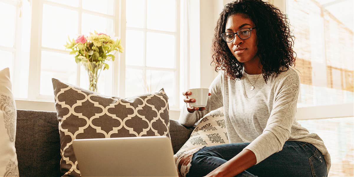 woman working from home on her presentation 