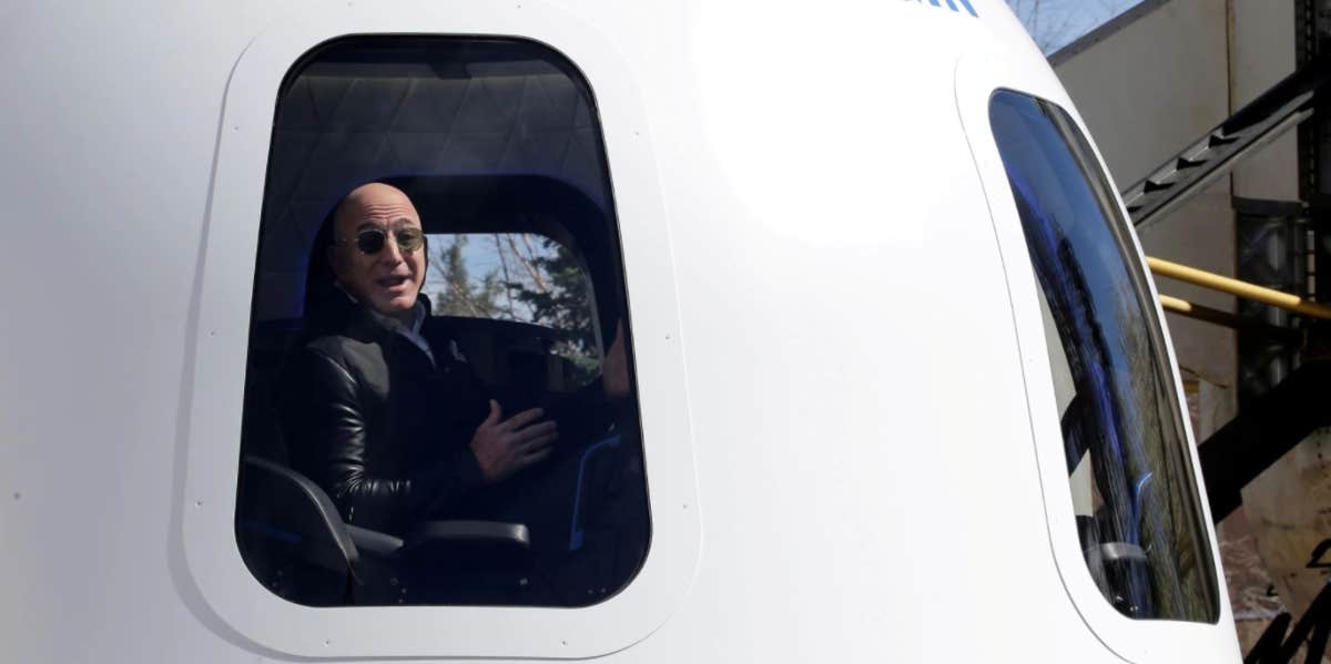 In The Billionaire Race To Space, Jeff Bezos Is Now In First Jeff Bezos in the cockpit