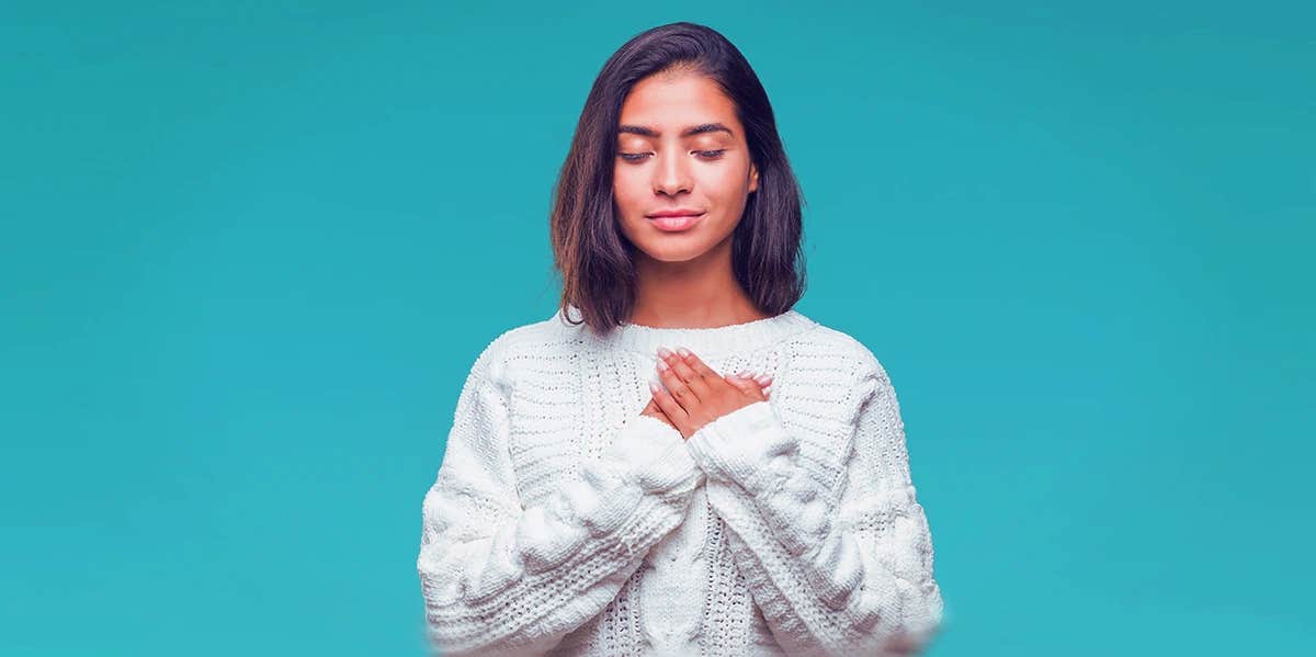 woman with eyes closed