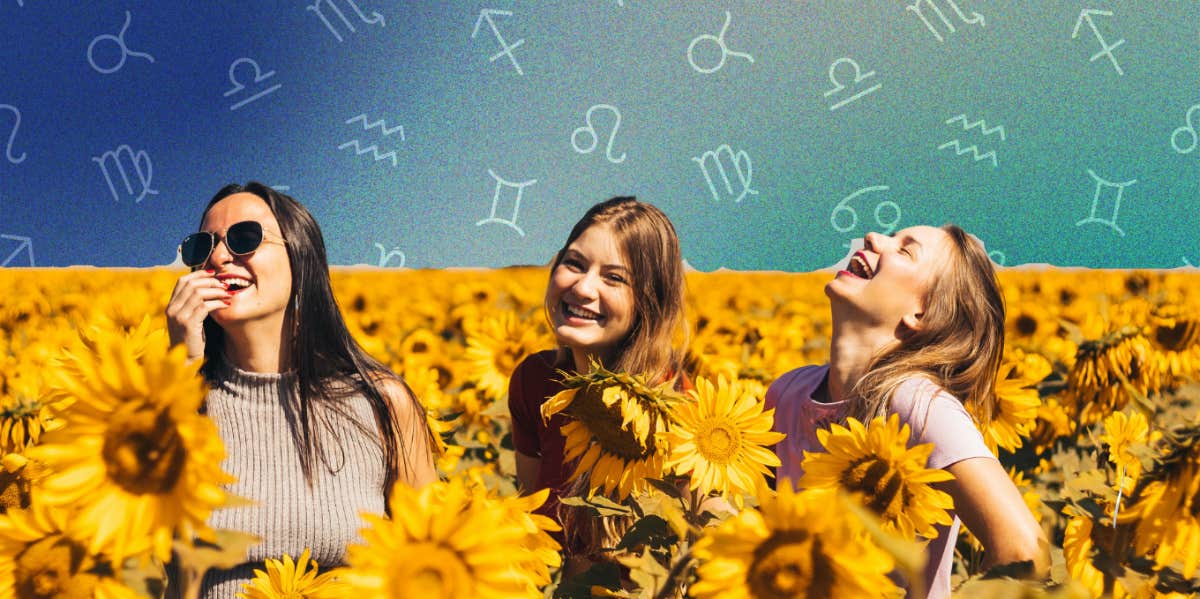 Your Most Prominent Social Traits, Based On Your Birthday girls playing in sunflower field and zodiac signs