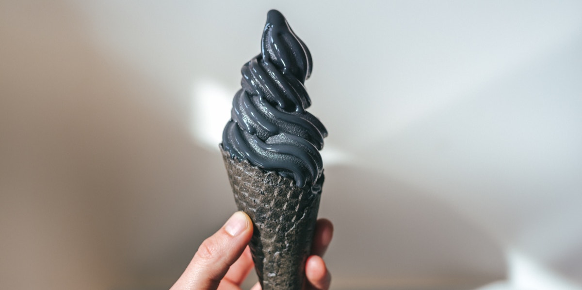 Black Ice Cream Has Arrived And It's Pretty Wild-Looking black ice cream cone