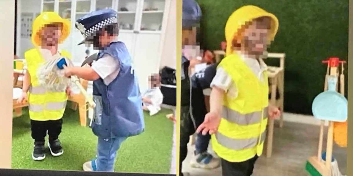 Toddlers in costumes and blackface at daycare