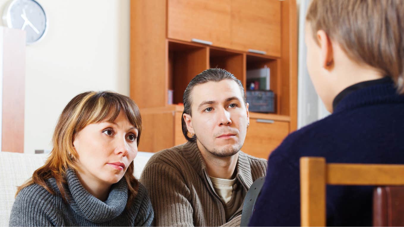 parents talking to teenage son