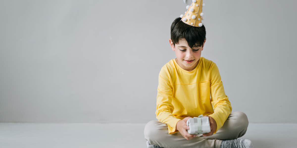 Boy with a birthday gift