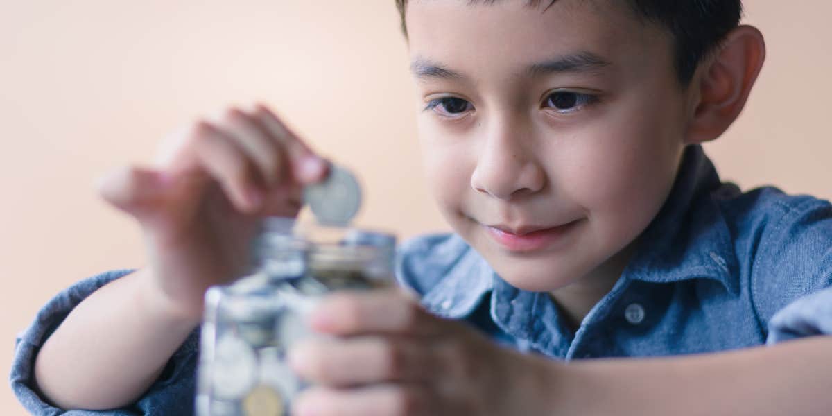 Boy counting money