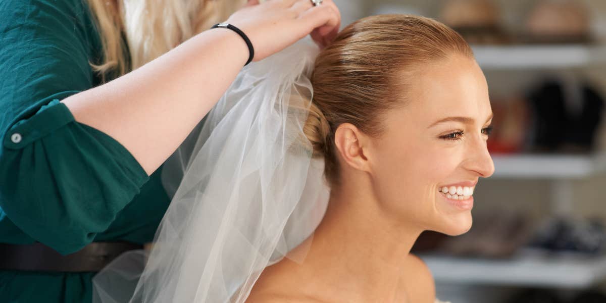 Bride getting her hair done