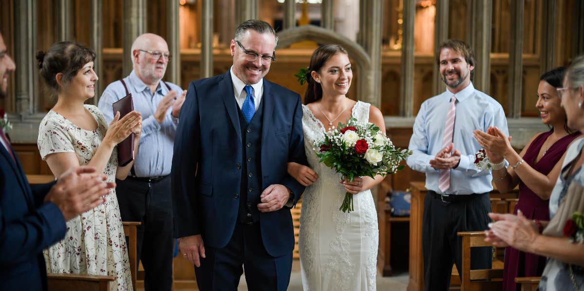 Bride Seeks Advice After Refusing To Let Her Biological Father Walk Her Down The Aisle Walking down the aisle