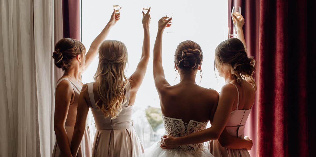 A bride and bridesmaids