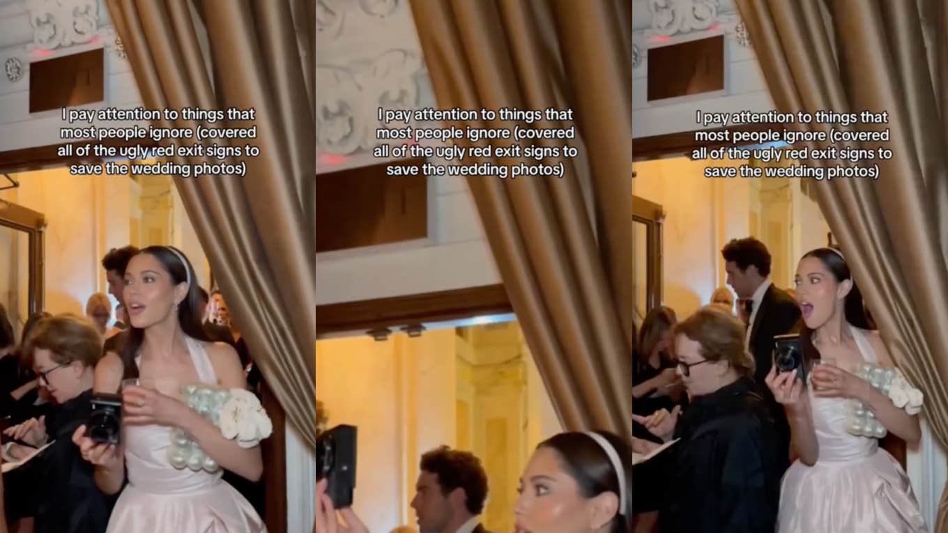 Bride Criticized For Covering The Exit Signs At Her Wedding So Her Photos Would Turn Out Nice Bridget