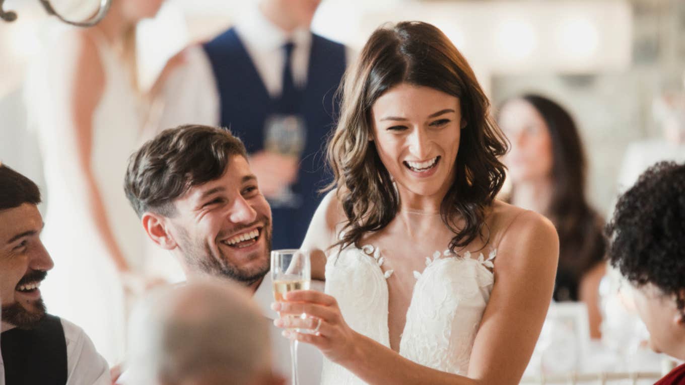 bride and groom at wedding reception