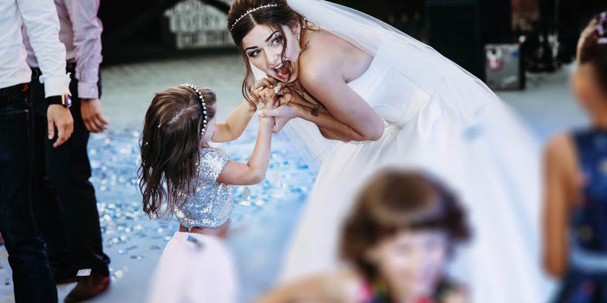 Bride and child