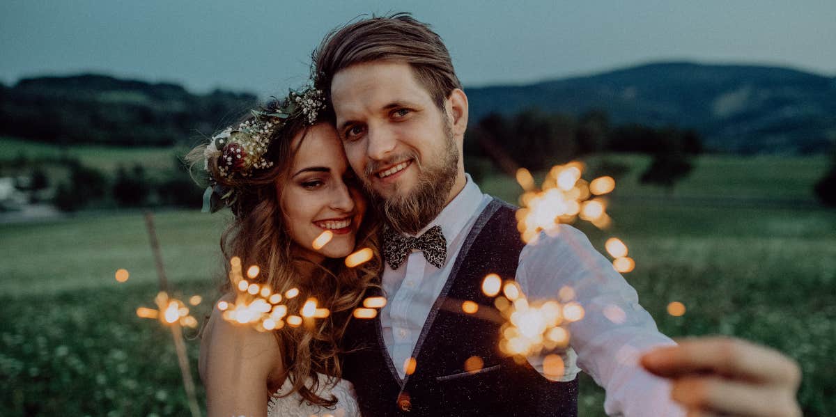 bride and groom on their wedding day