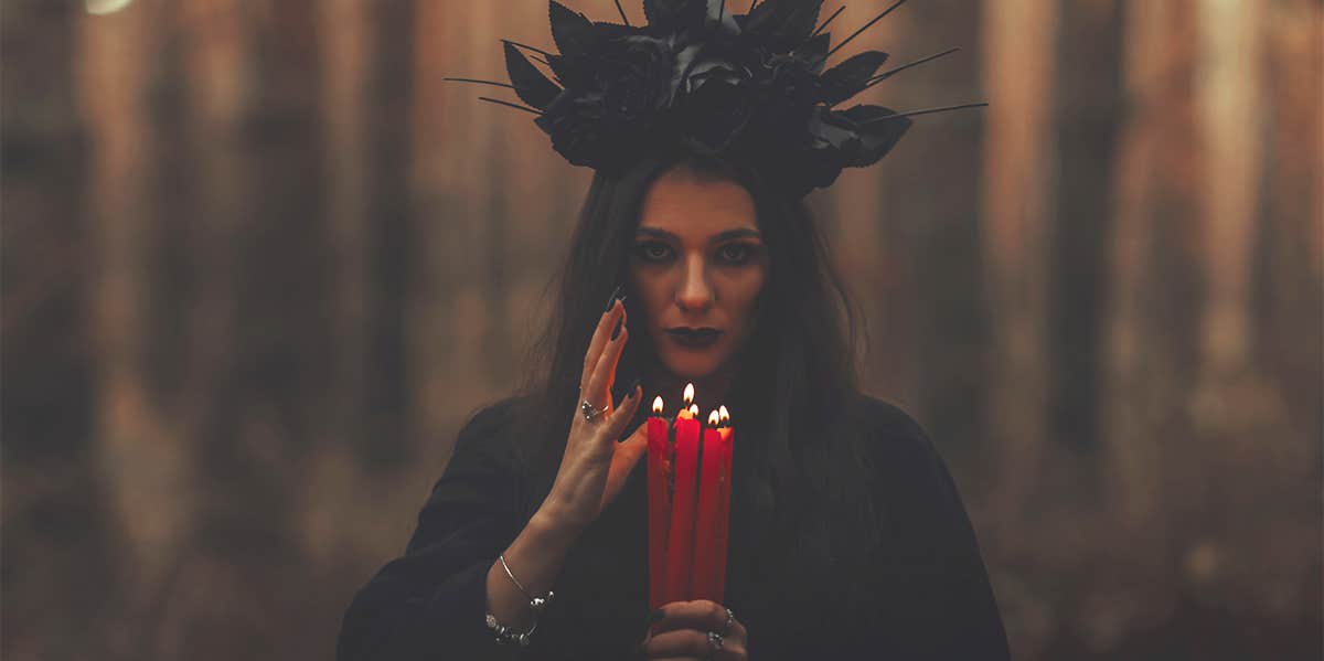 witch with candles