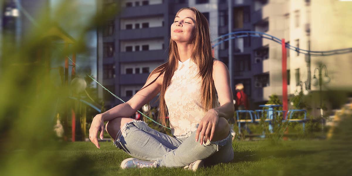 woman meditating