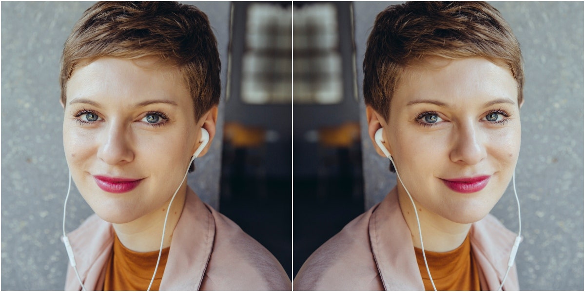 smiling woman with headphones