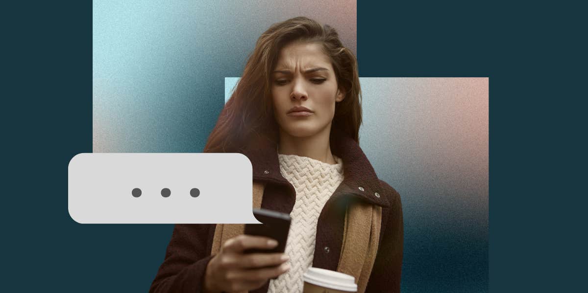 Business Owner Stuns Applicant With Unhinged Text Meltdown woman looking at phone, text bubble