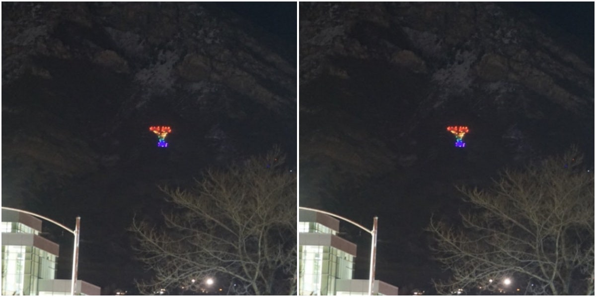 BYU Y lit up in rainbow pride