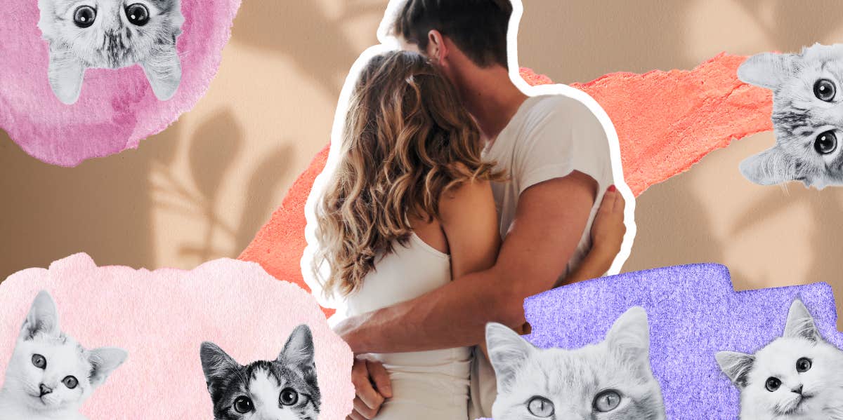 married couple with cats