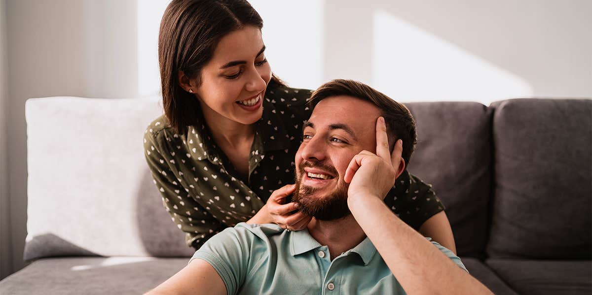 woman comforting husband