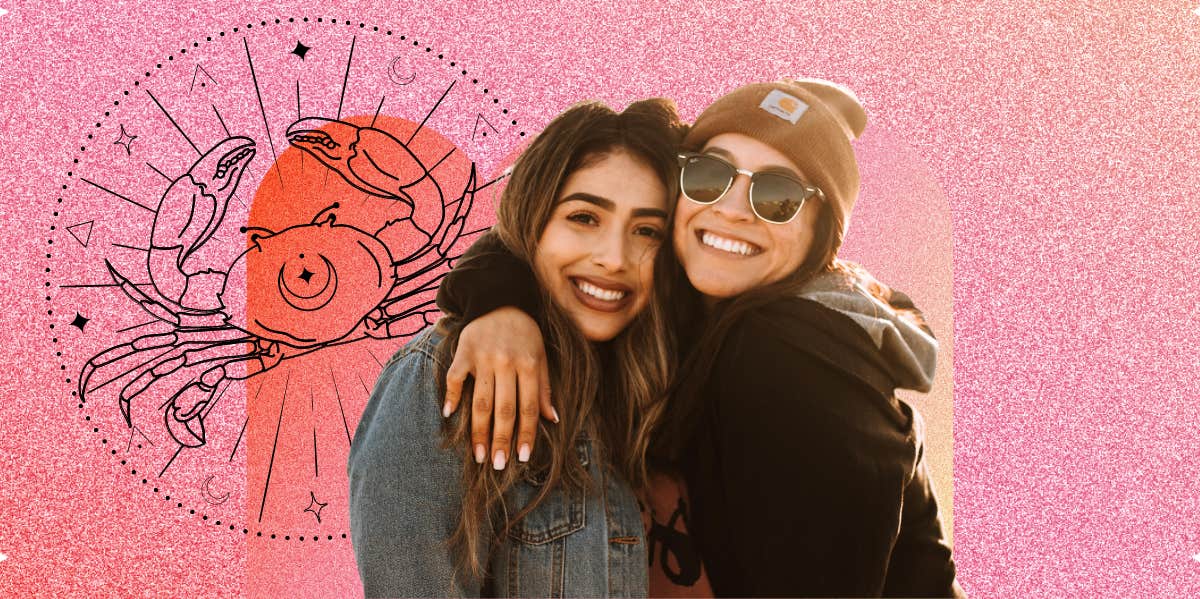 Cancer Friendship Compatibility: Facts About Having A Cancer Best Friend two female friends and cancer zodiac symbol