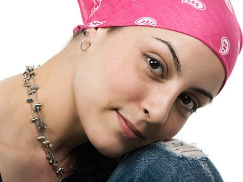 You deserve to know. Pink cancer bandana woman