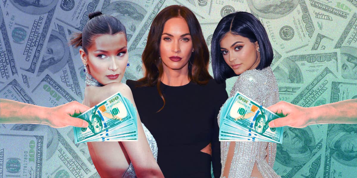 bella hadid, megan fox, kylie jenner and money