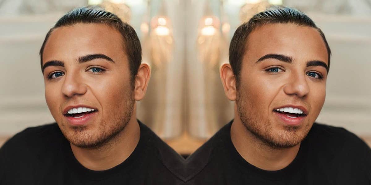 Two side-by-side photographs of Chad Teixeria from the shoulders up, smiling to the camera.