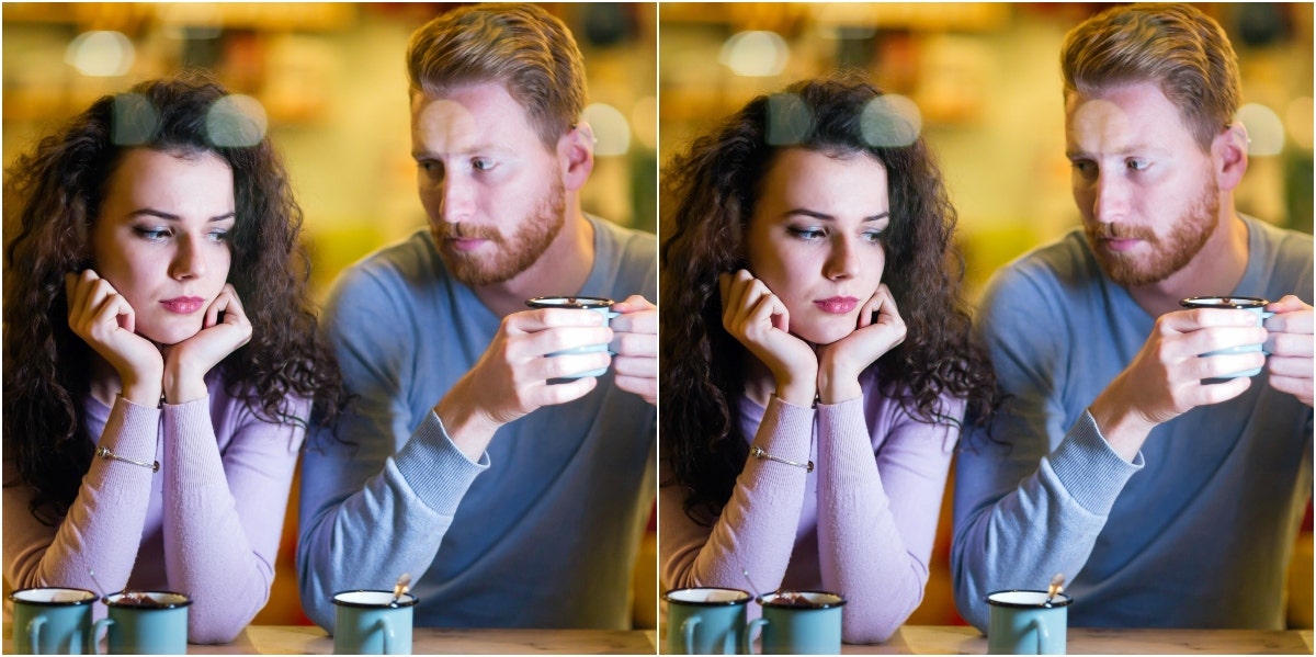 mirror image of man and woman at cafe