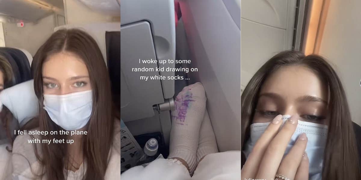 Woman, plane, child, TikTok