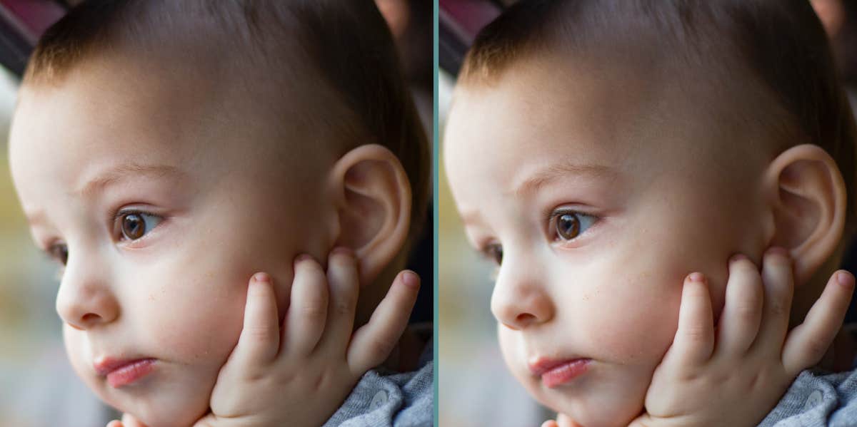 Child looking out a window