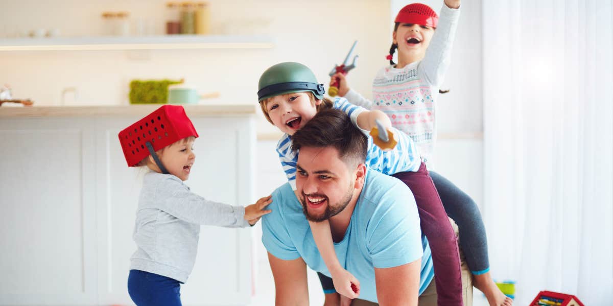 Is This Father Wrong For Giving His Kids A 'Day Of Fun' While Their Mom's Gone? Children and father having fun
