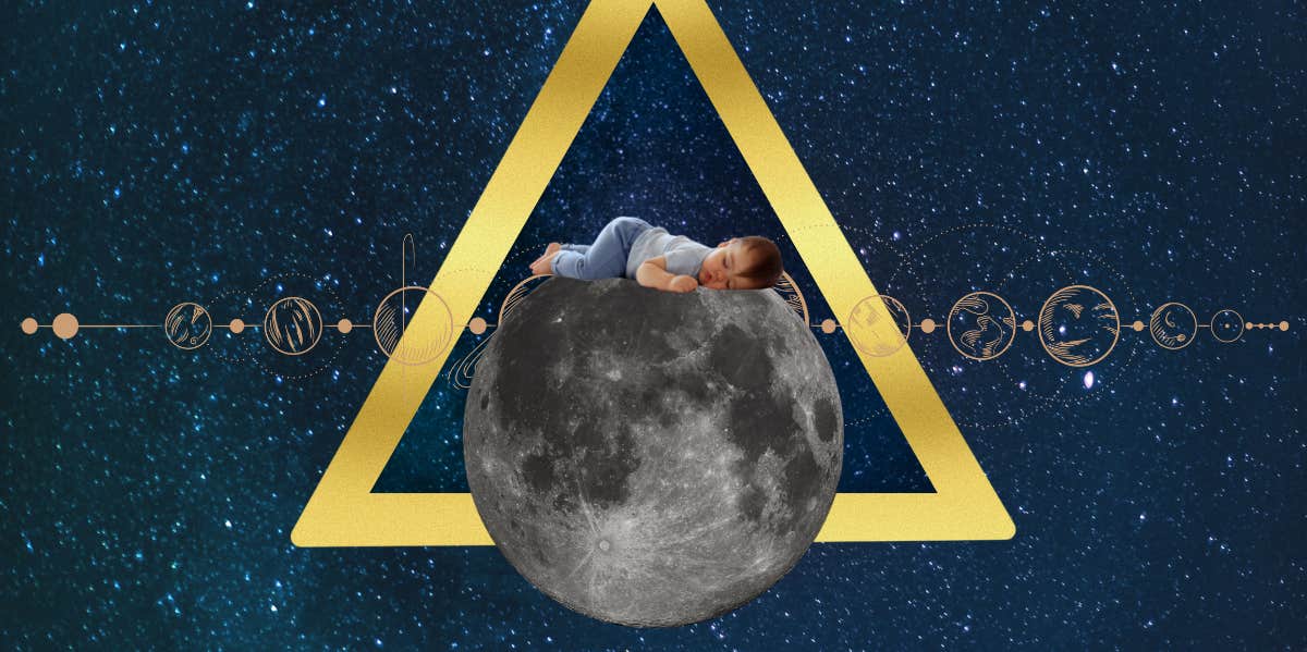 baby sleeping on the moon