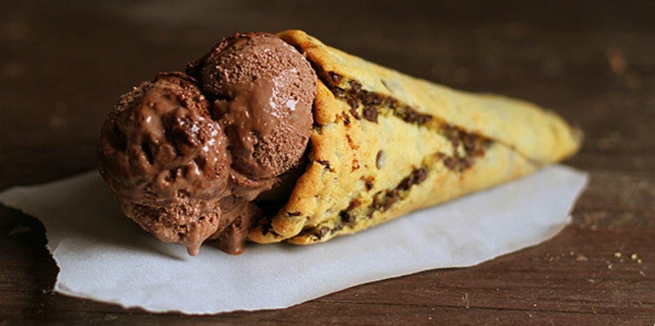 chocolate chip cookie cone