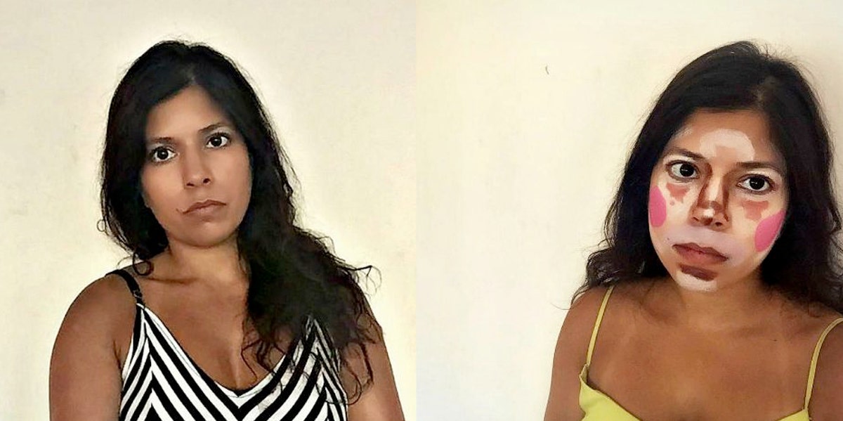 I Tried "Clown Contouring" Makeup And, Well, I Looked Like A Clown woman with clown makeup
