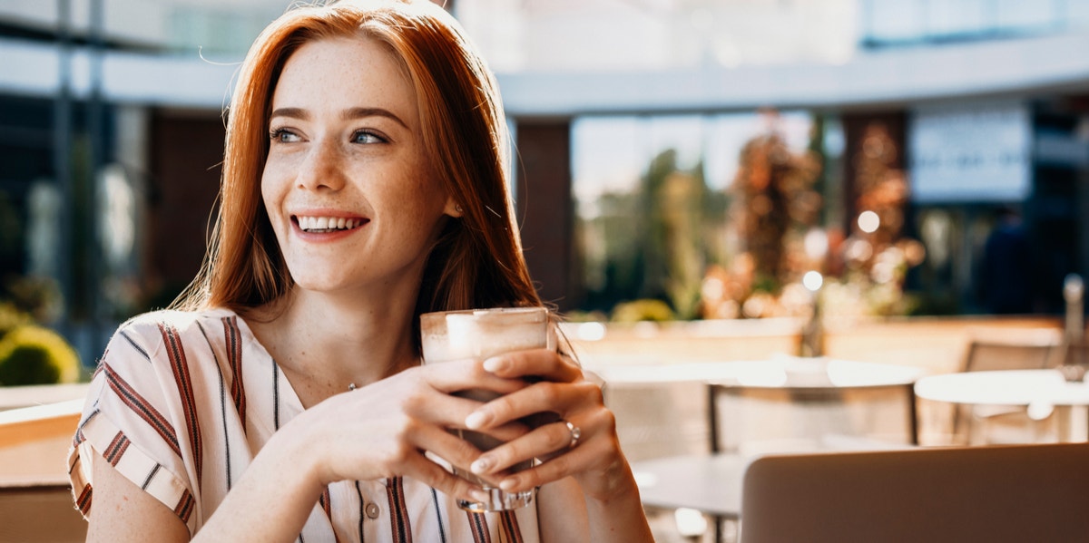 woman drinking coffee