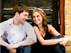 college couple smiling 