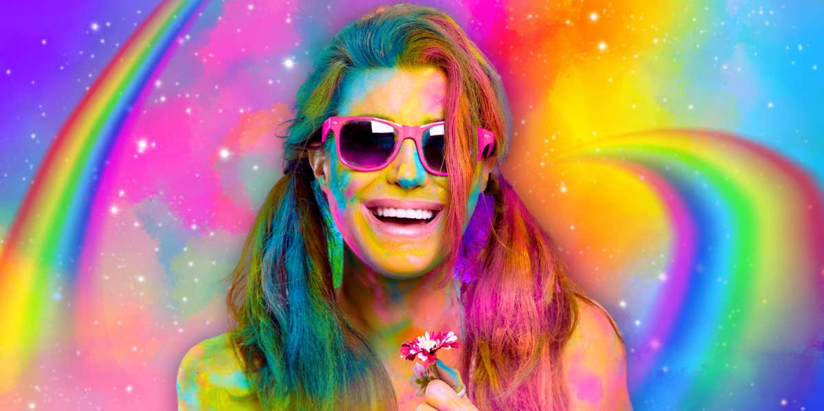 happy, colorful woman