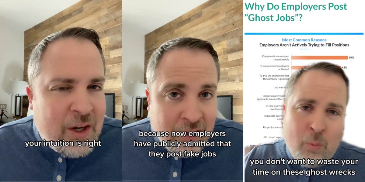 Companies Are Posting Fake Ghost Jobs & Job-Hunting Is Now A Nightmare tiktoker discussing how companies are posting fake ghost jobs