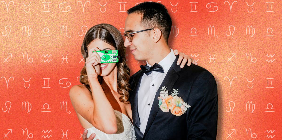 Composite Sun Sign Meaning For Relationships couple on wedding night and zodiac signs