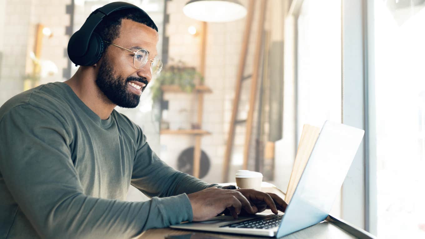 Remote worker on his laptop. 