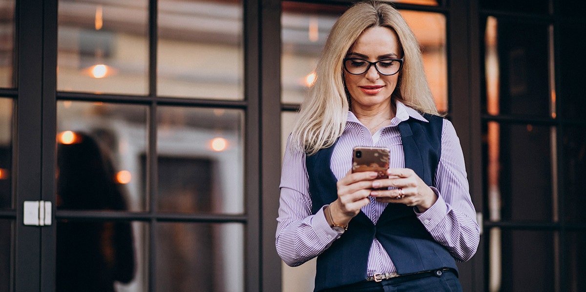 Conservative woman on phone